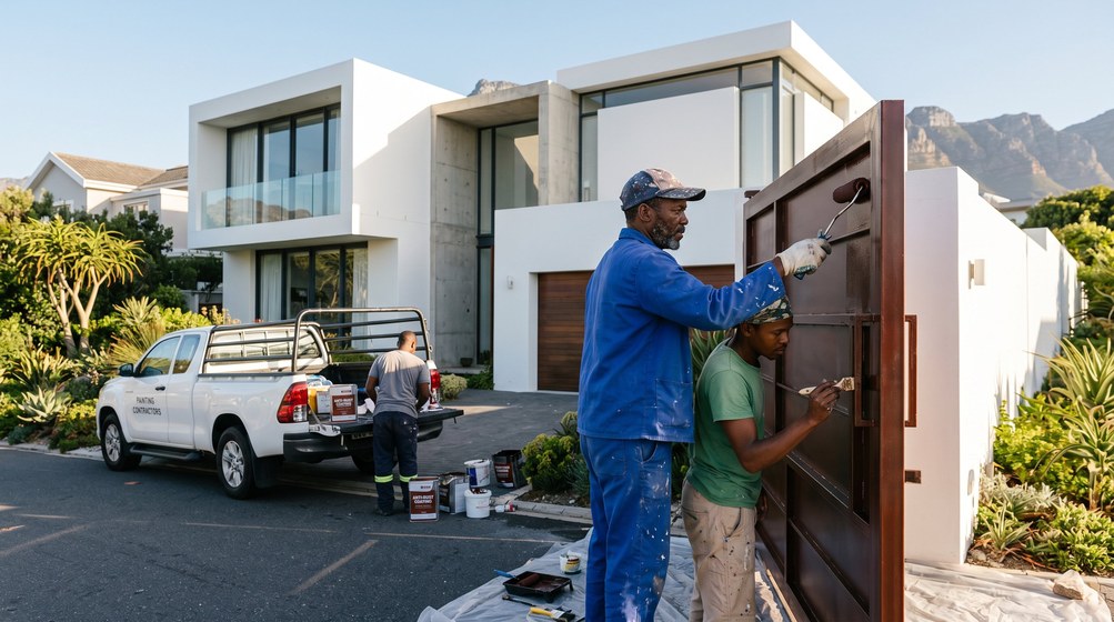 Professional anti-rust coating team applying rust protection to a metal gate in Parklands